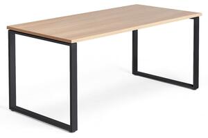 AJ Produkty Psací stůl QBUS, O-podnož, 1600x800 mm, černý rám, dub