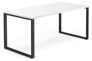 AJ Produkty Psací stůl QBUS, O-podnož, 1600x800 mm, černý rám, bílá
