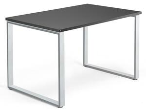 AJ Produkty Psací stůl QBUS, O-podnož, 1200x800 mm, stříbrný rám, černá