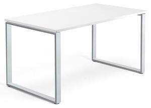 AJ Produkty Psací stůl QBUS, O-podnož, 1400x800 mm, stříbrný rám, bílá