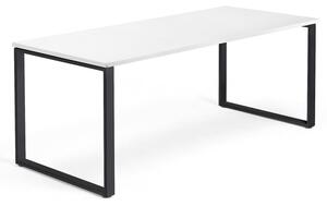 AJ Produkty Psací stůl QBUS, O-podnož, 1800x800 mm, černý rám, bílá