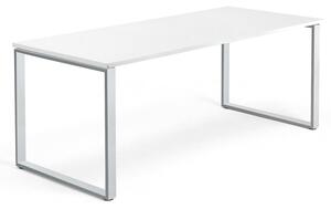 AJ Produkty Psací stůl QBUS, O-podnož, 1800x800 mm, stříbrný rám, bílá