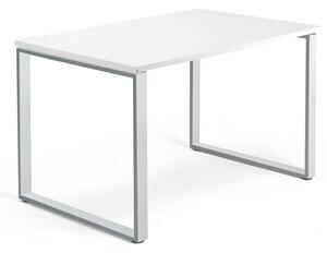 AJ Produkty Psací stůl QBUS, O-podnož, 1200x800 mm, stříbrný rám, bílá