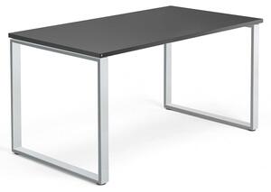 AJ Produkty Psací stůl QBUS, O-podnož, 1400x800 mm, stříbrný rám, černá