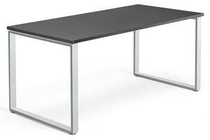 AJ Produkty Psací stůl QBUS, O-podnož, 1600x800 mm, stříbrný rám, černá