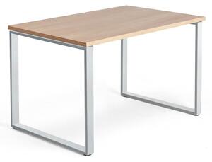 AJ Produkty Psací stůl QBUS, O-podnož, 1200x800 mm, stříbrný rám, dub