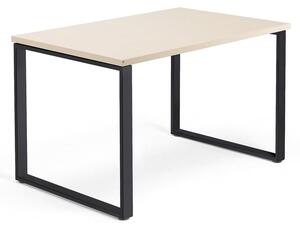 AJ Produkty Psací stůl QBUS, O-podnož, 1200x800 mm, černý rám, bříza