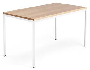 AJ Produkty Psací stůl QBUS, 4 nohy, 1400x800 mm, bílý rám, dub