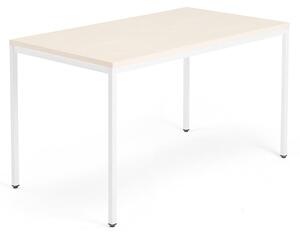 AJ Produkty Psací stůl QBUS, 4 nohy, 1400x800 mm, bílý rám, bříza