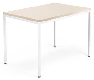 AJ Produkty Psací stůl QBUS, 4 nohy, 1200x800 mm, bílý rám, bříza