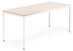 AJ Produkty Psací stůl QBUS, 4 nohy, 1800x800 mm, bílý rám, bříza