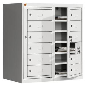 AJ Produkty Přihrádková skříň PRIVATE, 2x6 přihrádek, šedá