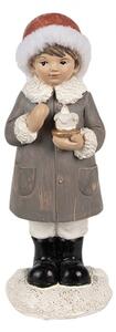 Šedá polyresinová vánoční figurka dítě – 14 cm