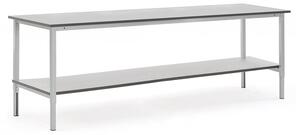 AJ Produkty Pracovní stůl MOTION, s policí, 2500x800 mm, šedá deska HPL