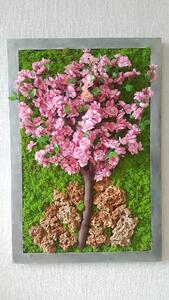 Mechový obraz s květem 90cm x 55cm