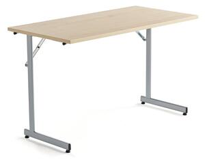 AJ Produkty Skládací stůl CLAIRE, 1200x600 mm, bříza, hliníkově šedá