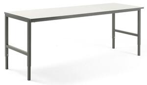 AJ Produkty Pracovní stůl CARGO, 2400x750 mm, bílá laminátová deska, šedý rám