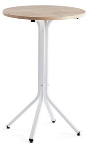 AJ Produkty Stůl VARIOUS, Ø700 mm, výška 1050 mm, bílá, dub