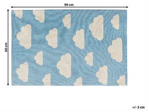 Dětský koberec s potiskem mraků, 60 x 90 cm, Modrý, GWALIJAR