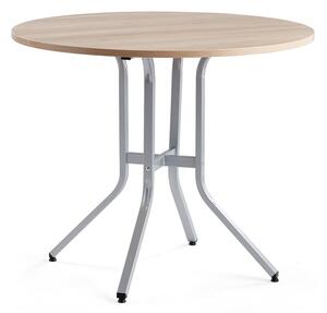 AJ Produkty Stůl VARIOUS, Ø1100 mm, výška 900 mm, stříbrná, dub