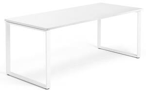 AJ Produkty Psací stůl QBUS, O-podnož, 1800x800 mm, bílý rám, bílá
