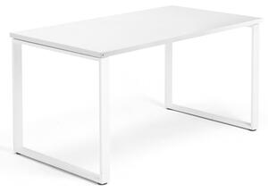 AJ Produkty Psací stůl QBUS, O-podnož, 1400x800 mm, bílý rám, bílá