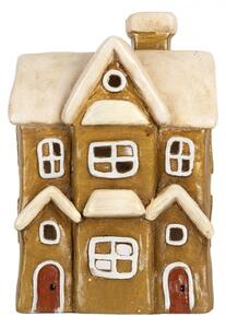 Hnědý keramický svícen na čajovou svíčku domeček – 23x15x33 cm