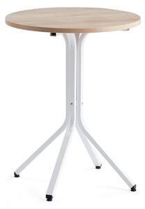 AJ Produkty Stůl VARIOUS, Ø700 mm, výška 900 mm, bílá, dub