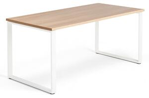 AJ Produkty Psací stůl QBUS, O-podnož, 1600x800 mm, bílý rám, dub
