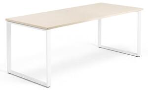AJ Produkty Psací stůl QBUS, O-podnož, 1800x800 mm, bílý rám, bříza
