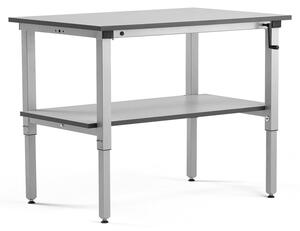 AJ Produkty Výškově nastavitelný pracovní stůl MOTION, manuální, 1200x800 mm, se spodní policí, 150 kg, šedá