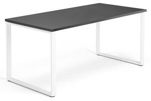 AJ Produkty Psací stůl QBUS, O-podnož, 1600x800 mm, bílý rám, černá