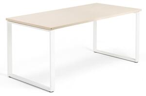 AJ Produkty Psací stůl QBUS, O-podnož, 1600x800 mm, bílý rám, bříza