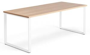 AJ Produkty Psací stůl QBUS, O-podnož, 1800x800 mm, bílý rám, dub