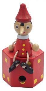 Červená dřevěná dekorace Pinocchio_1