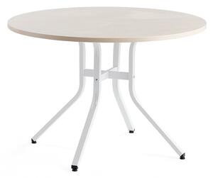 AJ Produkty Stůl VARIOUS, Ø1100 mm, výška 740 mm, bílá, bříza
