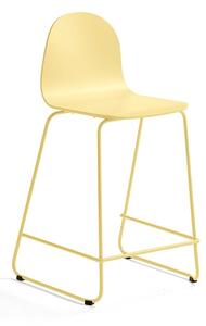 AJ Produkty Barová židle GANDER, výška sedáku 630 mm, lakovaná skořepina, hořčicová