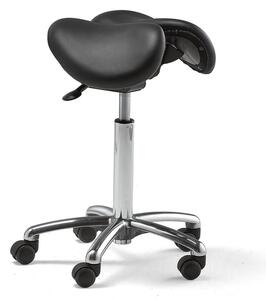 AJ Produkty Sedlová židle HARROW, dělený sedák, V 560-760 mm, černá kůže