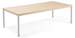 AJ Produkty Jednací stůl QBUS, 2400x1200 mm, 4 nohy, stříbrný rám, dub