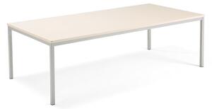 AJ Produkty Jednací stůl QBUS, 2400x1200 mm, 4 nohy, stříbrný rám, bříza