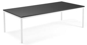 AJ Produkty Jednací stůl QBUS, 2400x1200 mm, 4 nohy, bílý rám, černá
