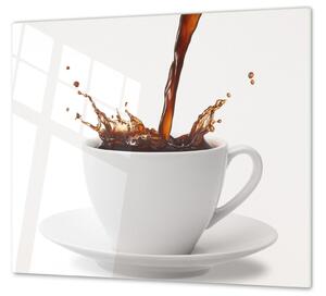Ochranná deska šplouchnutí kávy v bílý šálek - 52x60cm / Bez lepení na zeď