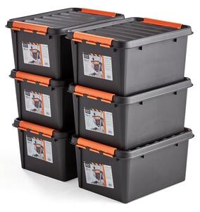 AJ Produkty Plastový box NOLAN, s víkem, 32 l, 500x390x260 mm, černý, bal. 6 ks