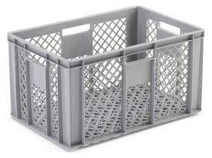 AJ Produkty Perforovaná plastová přepravka WATTS, 600x400x320 mm, šedá