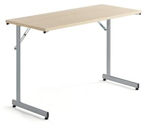 AJ Produkty Skládací stůl CLAIRE, 1200x500 mm, bříza, hliníkově šedá