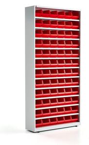 AJ Produkty Regál se 72 plastovými boxy, 2000x950x270 mm, červené boxy