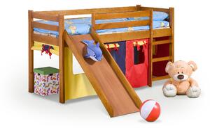 Dětská postel NEO PLUS se skluzavkou a matrací, olše