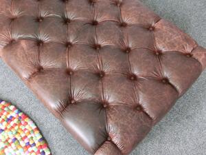 (2583) CANYON Chesterfield luxusní kožený taburet hnědý