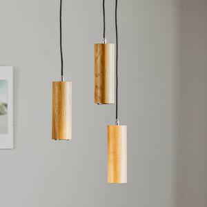 Třízdrojové závěsné světlo LED Pipe dubové dřevo