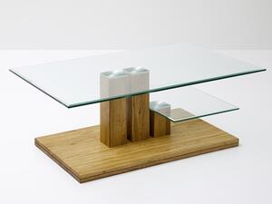 Konferenční stolek PACO dub masiv/sklo